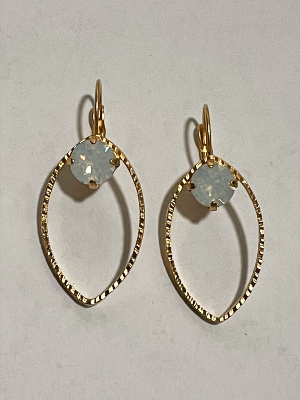 Gold Opalescent Crystal Drop Earrings